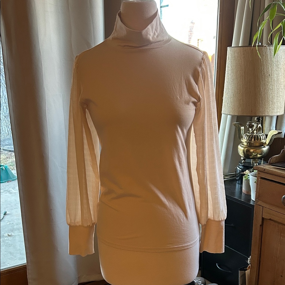 LOFT Cream Turtleneck Blouse